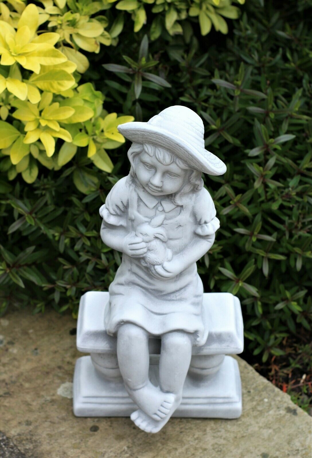 Grey Boy or Girl Cherub Garden Ornament Figures