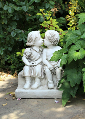 Garden Ornament Girl & Boy Kissing