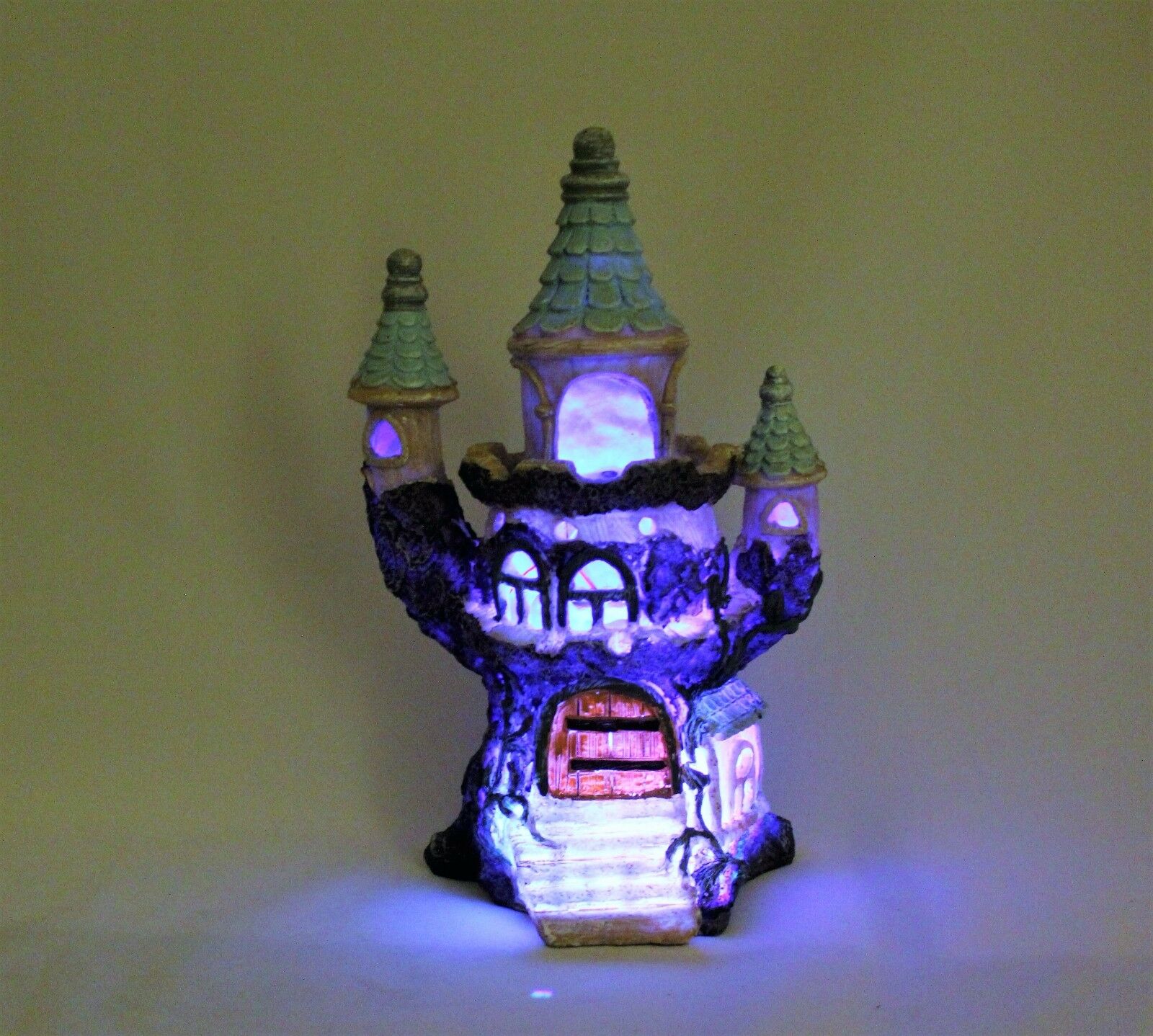 Solar Powered Fairy Tree Log Castle House