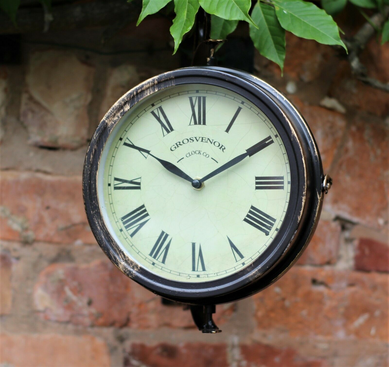 Outdoor Garden Clock & Thermometer with Bracket