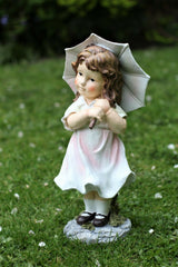 Garden Little Girl with Umbrella