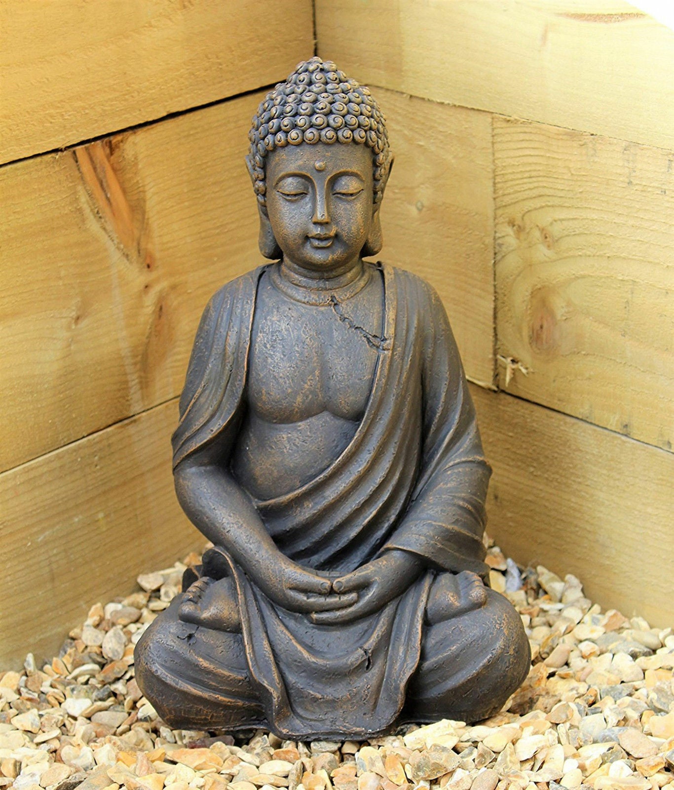 Antique Stone Effect Sitting Buddha