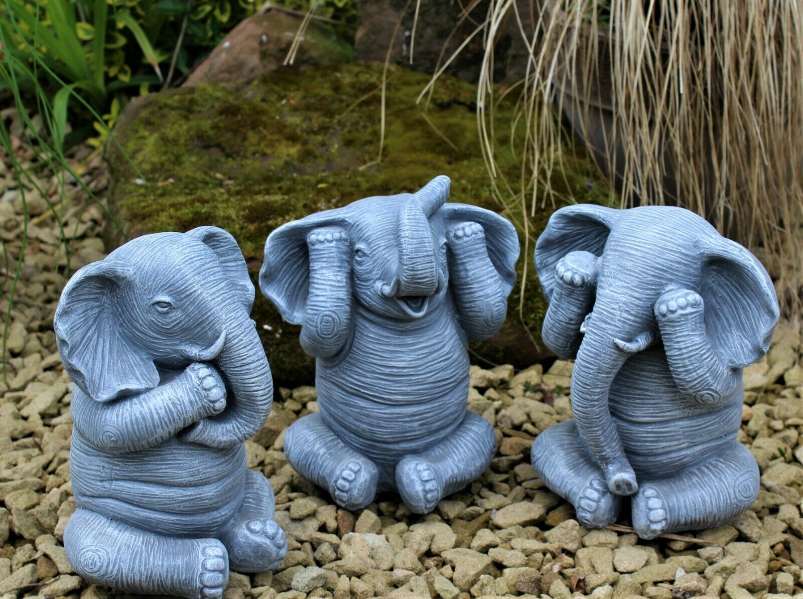 3 Wise Elephant Ornaments - See no Evil, Speak no Evil, Hear no Evil