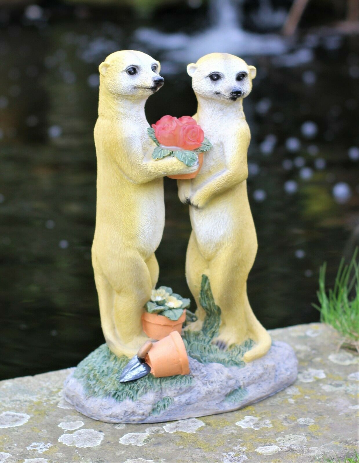 Valentine Solar Meerkat Couple Garden Ornament