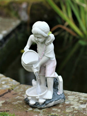 Solar Girl with Watering Can Garden Ornament