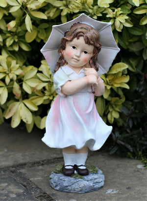 Garden Little Girl with Umbrella