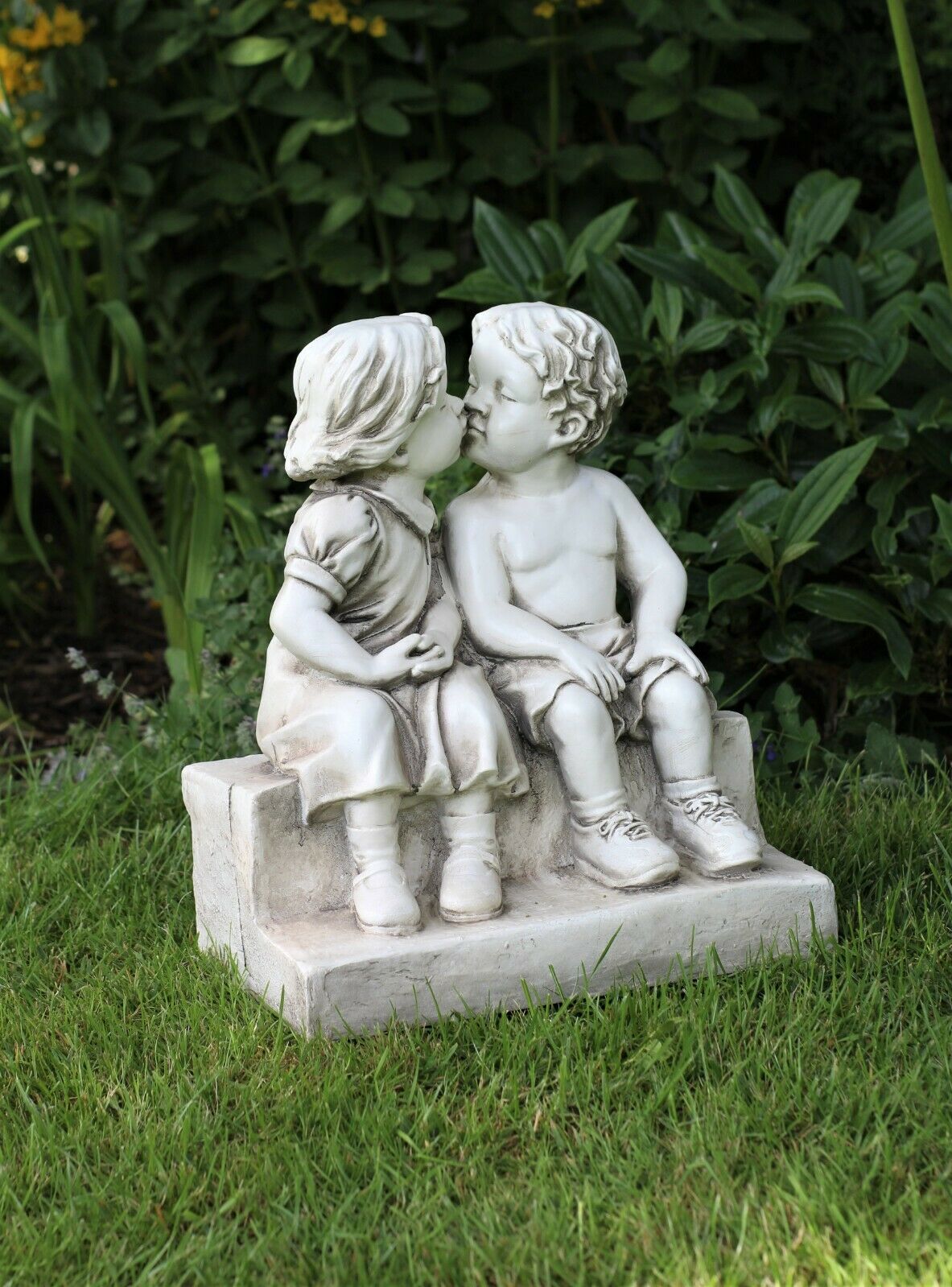 Garden Ornament Girl & Boy Kissing