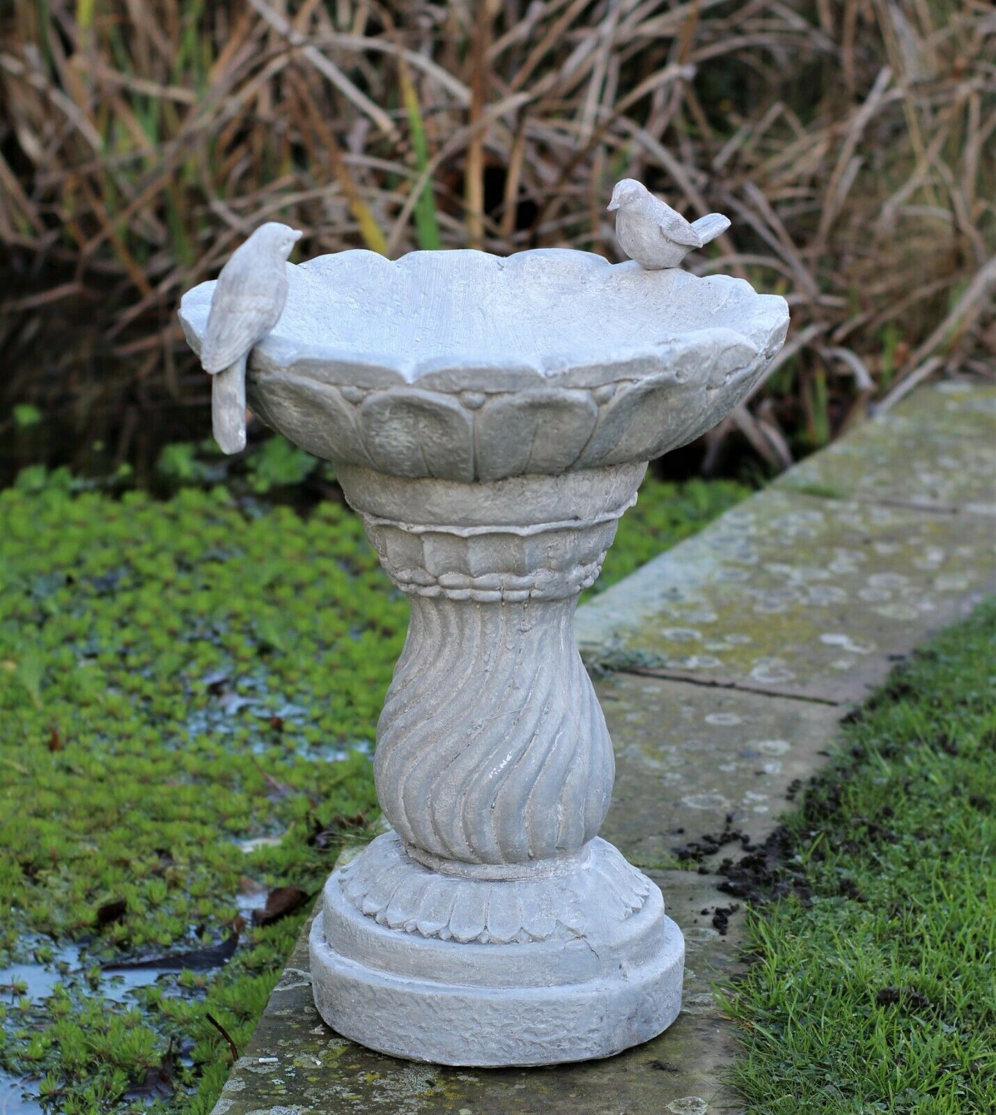 Light Grey Bird Bath Bowl