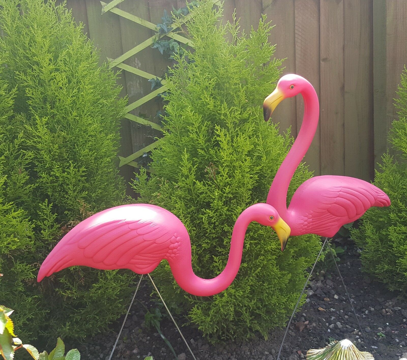 Pair Of Pink Lawn Flamingo's - 77cm