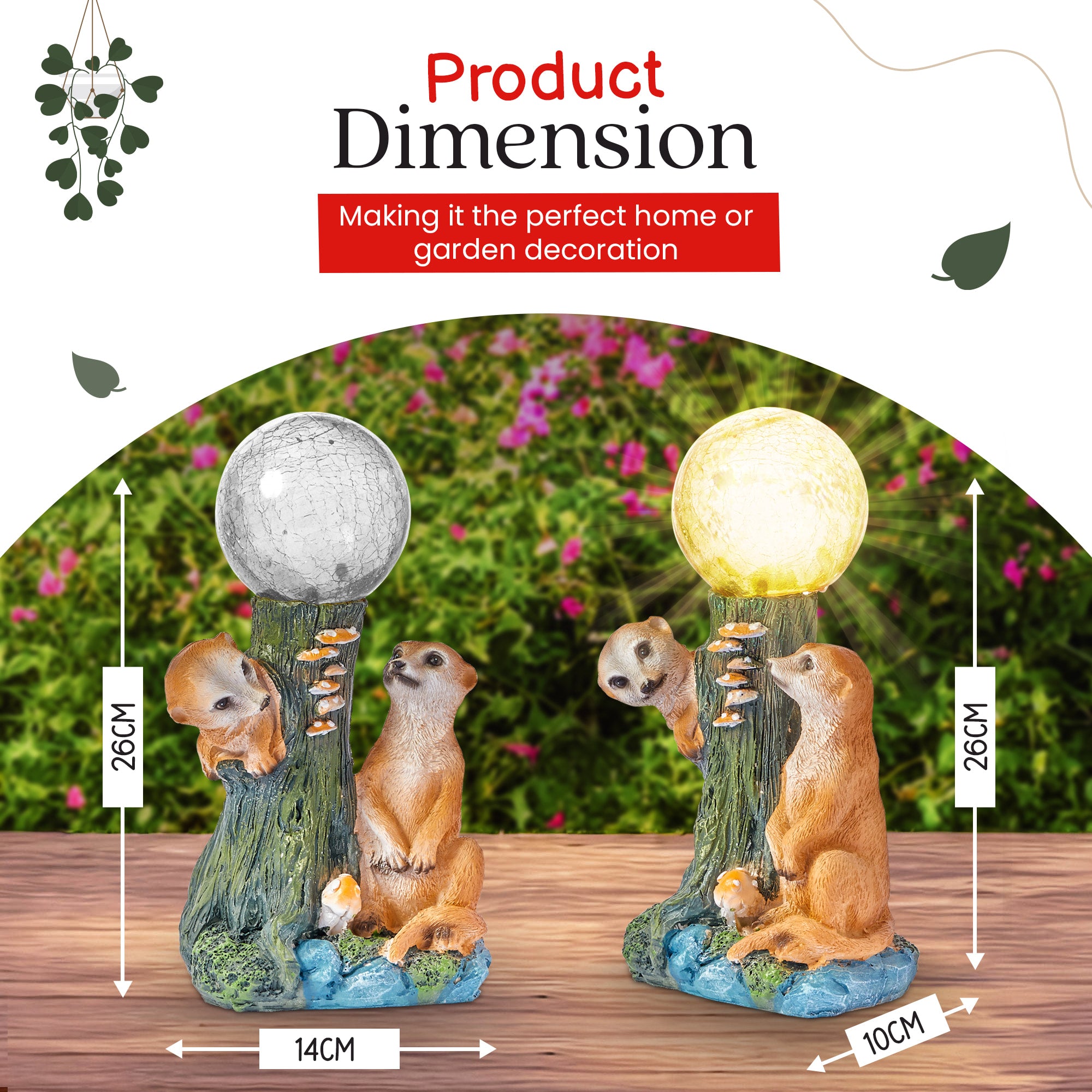 Solar Meerkat Garden Ornament with light up Flower