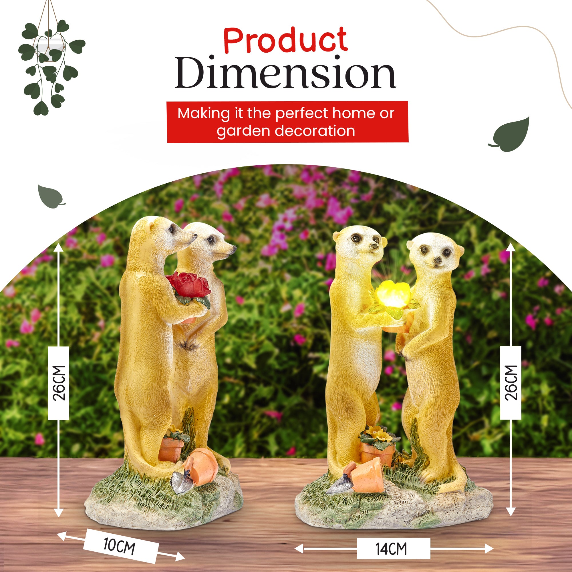 Valentine Solar Meerkat Couple Garden Ornament