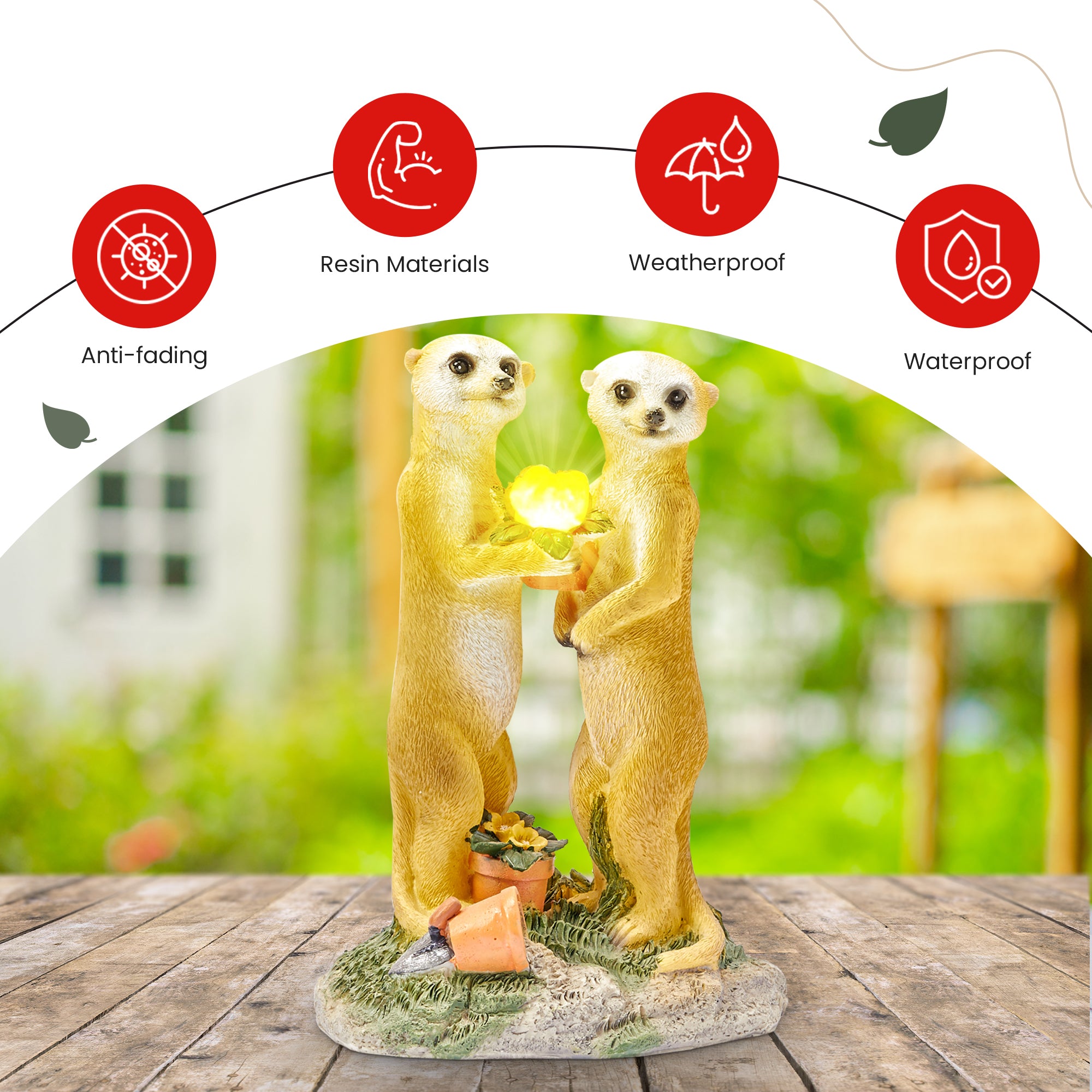 Valentine Solar Meerkat Couple Garden Ornament