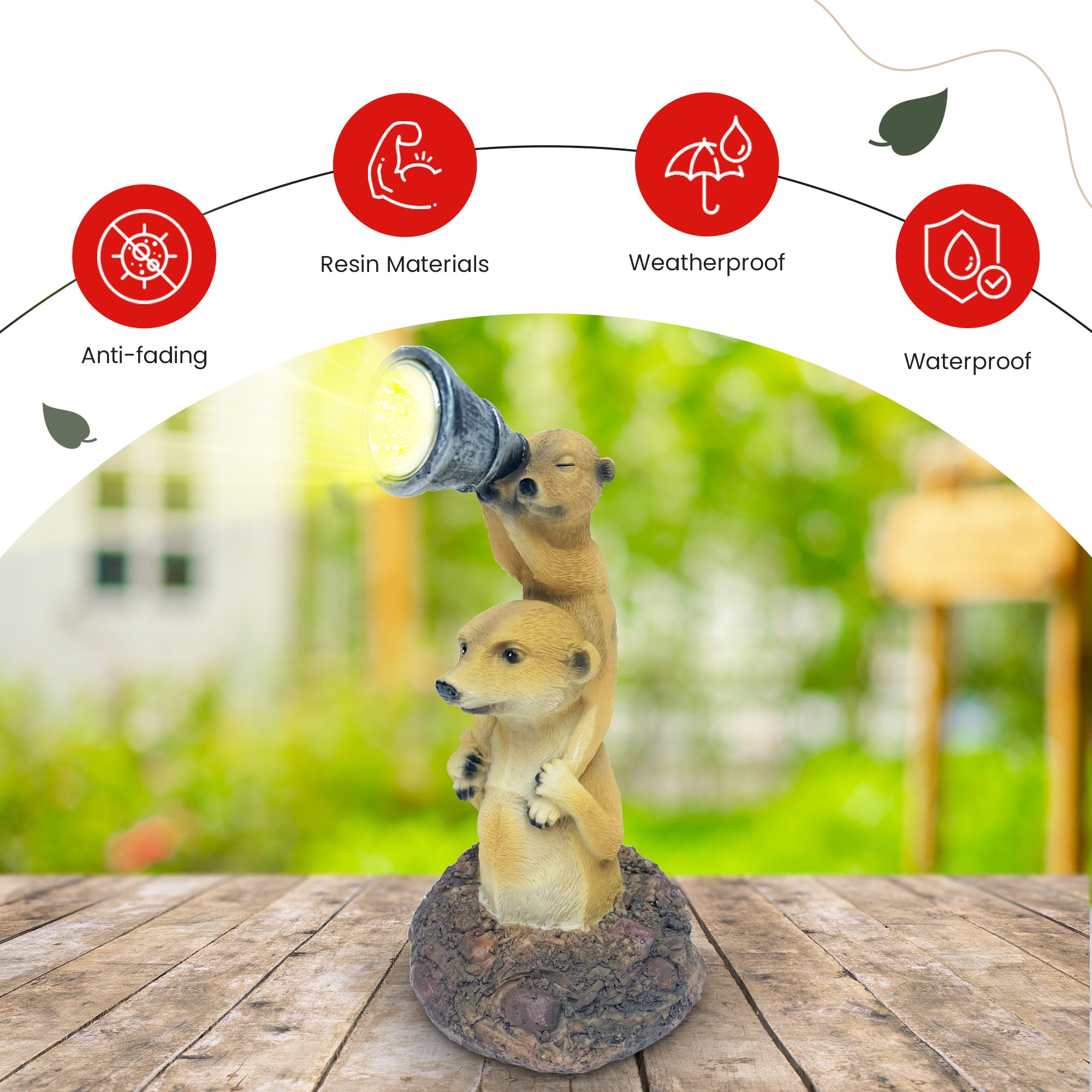 Solar Meerkat Family Garden Ornament