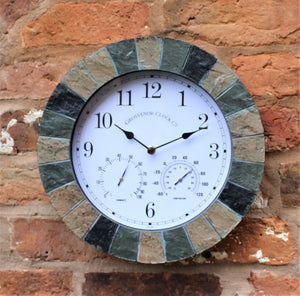 Slate Sand Effect Garden Wall Clock