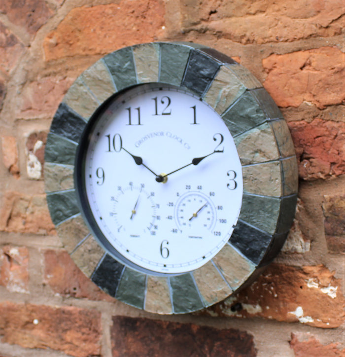 Slate Sand Effect Garden Wall Clock