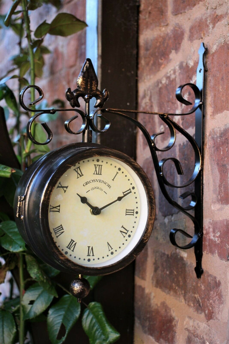 Double Sided Garden Clock and Thermometer The Home Hut