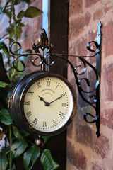 Double Sided Garden Clock and Thermometer