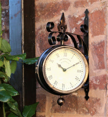 Double Sided Garden Clock and Thermometer