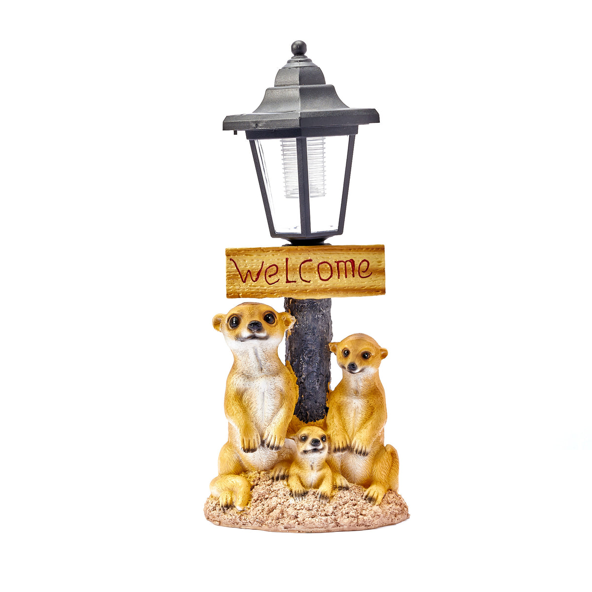 Solar Garden Meerkat Welcome Sign with Lantern