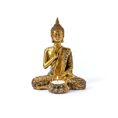 Buddha Tea Light Holder - 21cm Bronze Effect