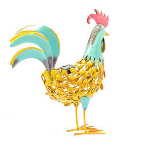Solar Powered Metal Silhouette Cockerel Chicken Hen Garden Ornament