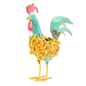 Solar Powered Metal Silhouette Cockerel Chicken Hen Garden Ornament