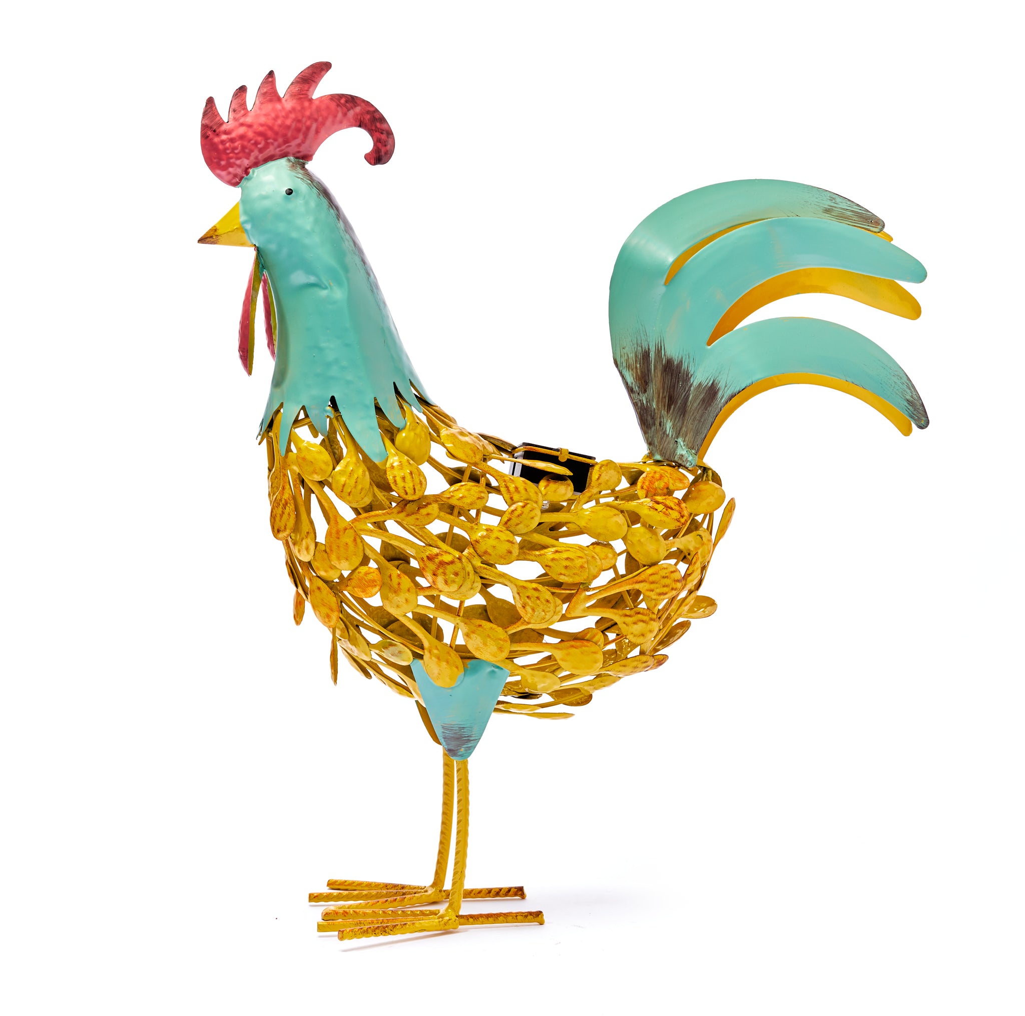 Solar Powered Metal Silhouette Cockerel Chicken Hen Garden Ornament