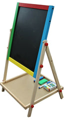 2 in 1 Kids Wooden Easel Blackboard Whiteboard Children Drawing Art Chalk Board