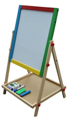 2 in 1 Kids Wooden Easel Blackboard Whiteboard Children Drawing Art Chalk Board