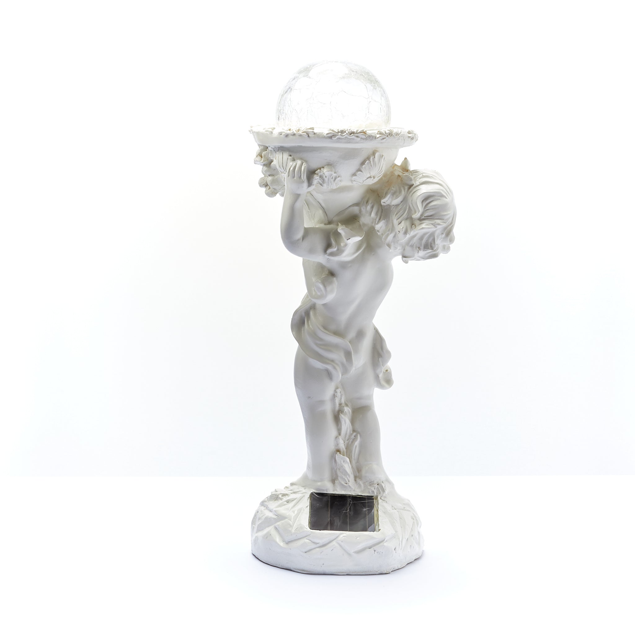 Solar Powered Ornament Cherub Garden Statue