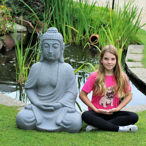 Large Grey 1m Indoor / Outdoor Giant Sitting Buddha Statue