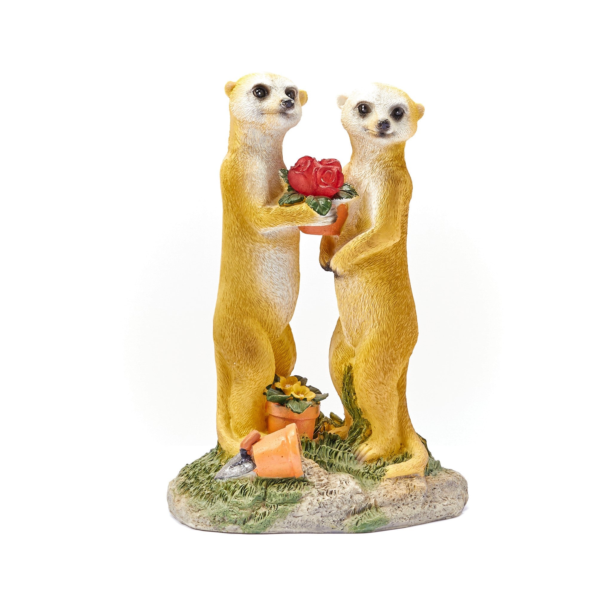 Valentine Solar Meerkat Couple Garden Ornament