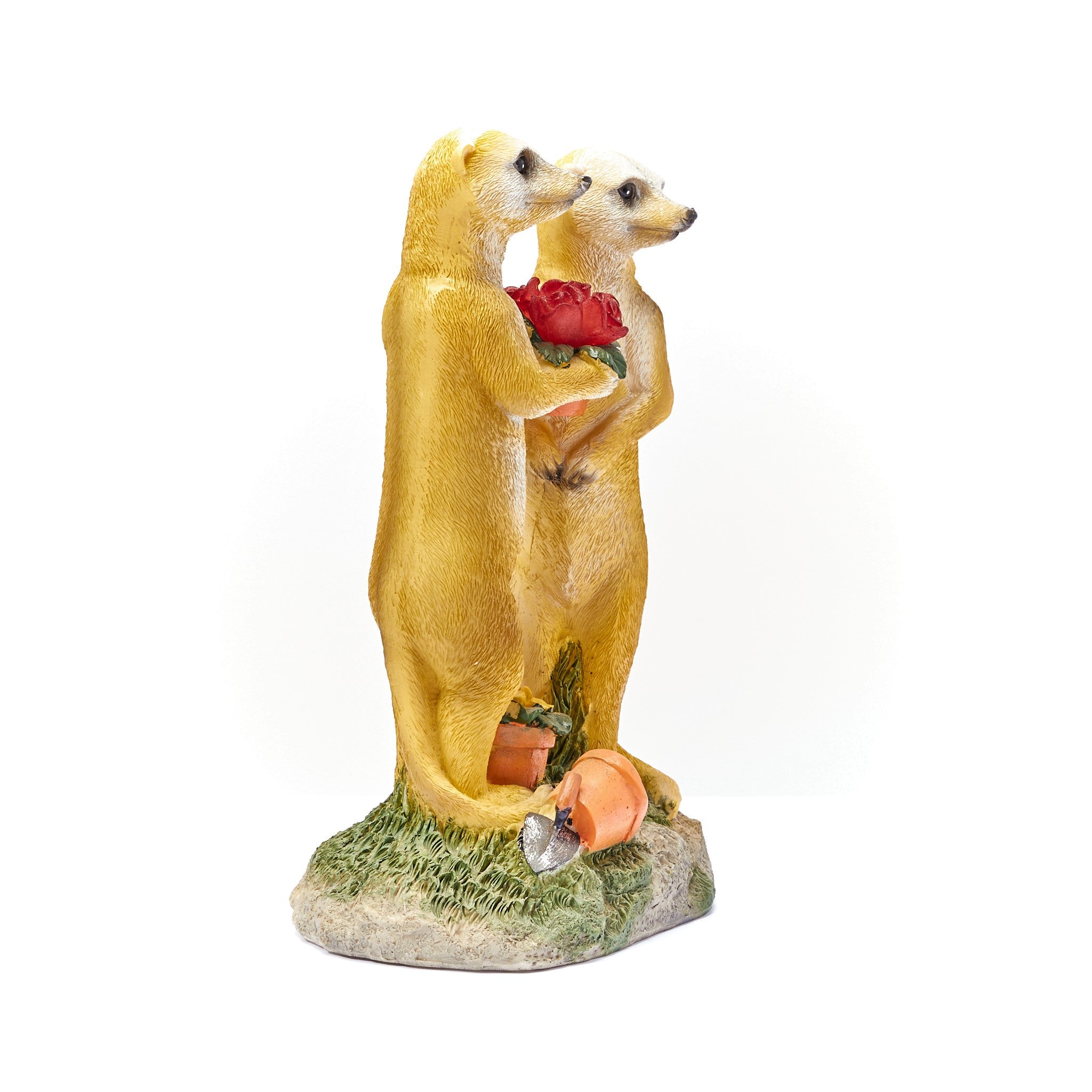 Valentine Solar Meerkat Couple Garden Ornament