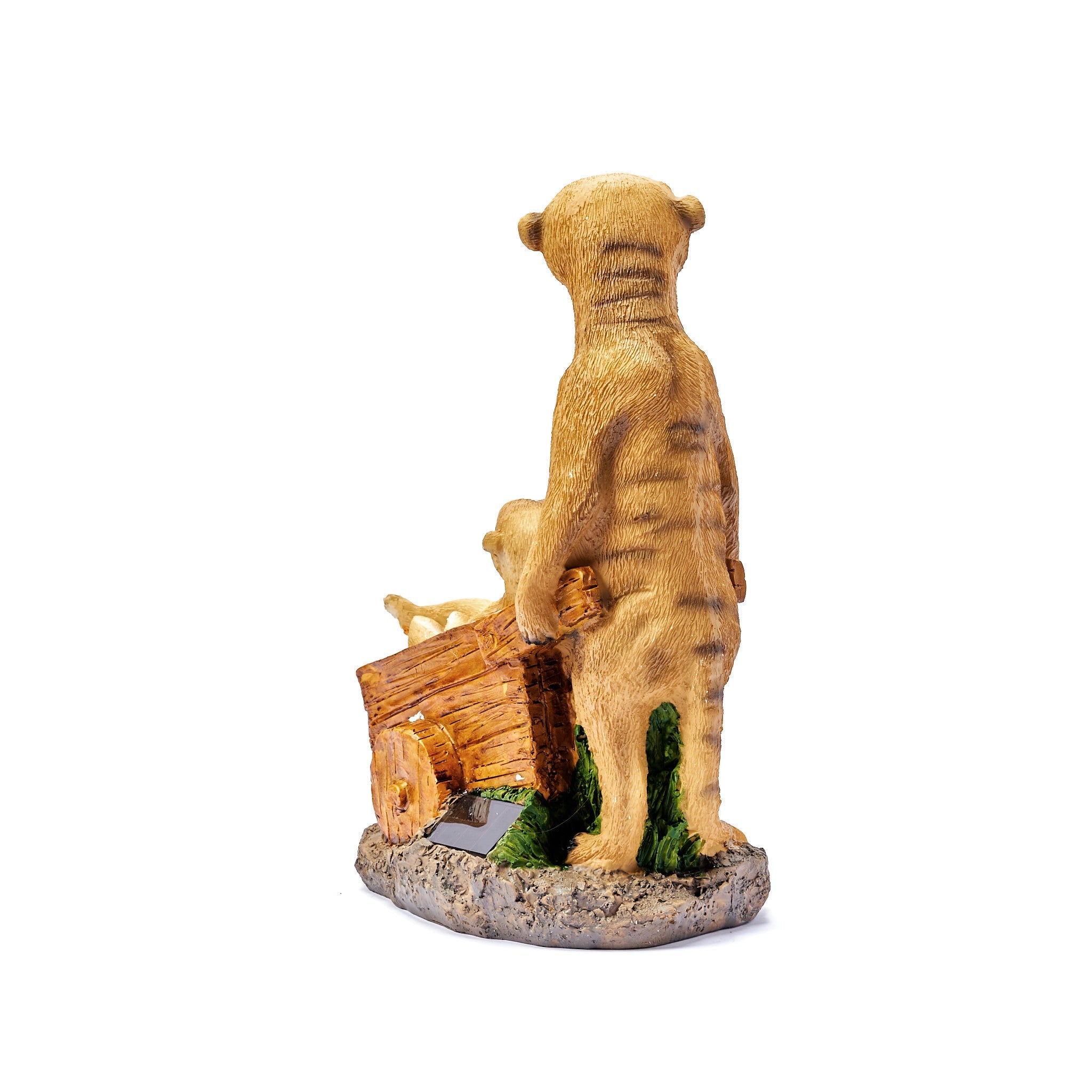 Solar Meerkat Family with Wheelbarrow Garden Ornament