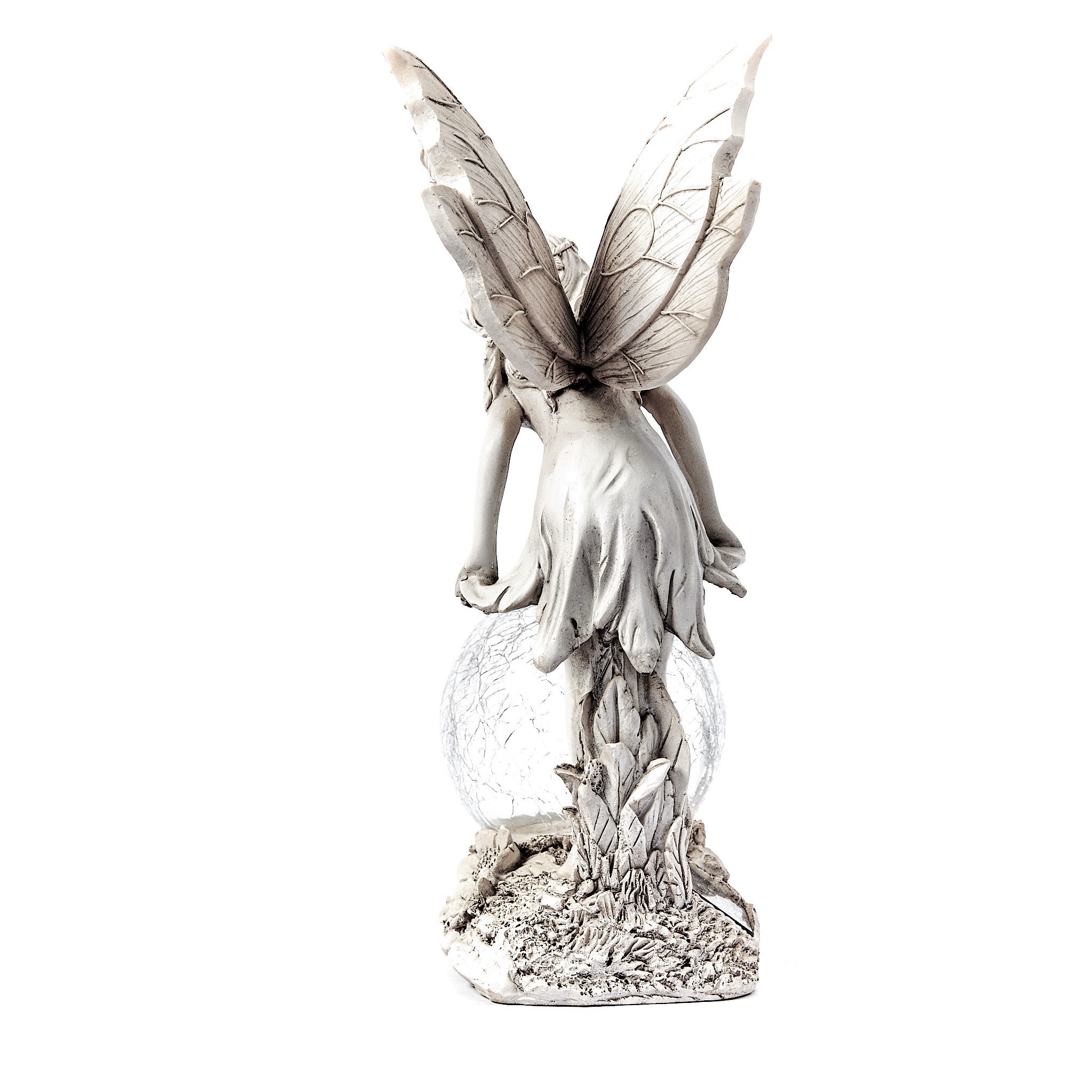 Solar Grey Fairy with a Glass Ball Garden Ornament