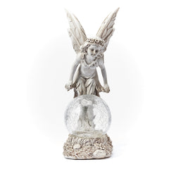 Solar Grey Fairy with a Glass Ball Garden Ornament