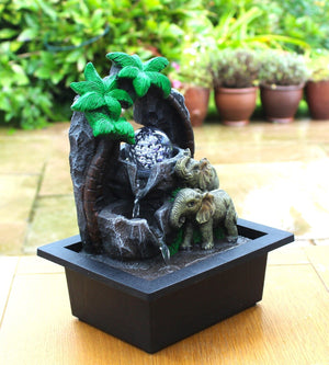 Elephant Fountain Table Top Water Feature LED Lights