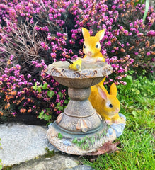 Solar Powered Rabbit Bird Bath