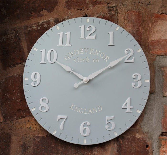 Hand Painted church clock Arabic 30cm Light Grey