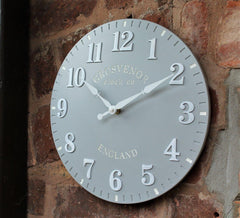 Hand Painted church clock Arabic 30cm Light Grey