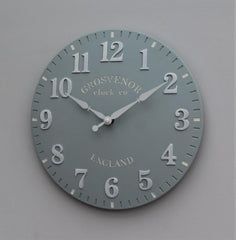 Hand Painted church clock Arabic 30cm Light Grey