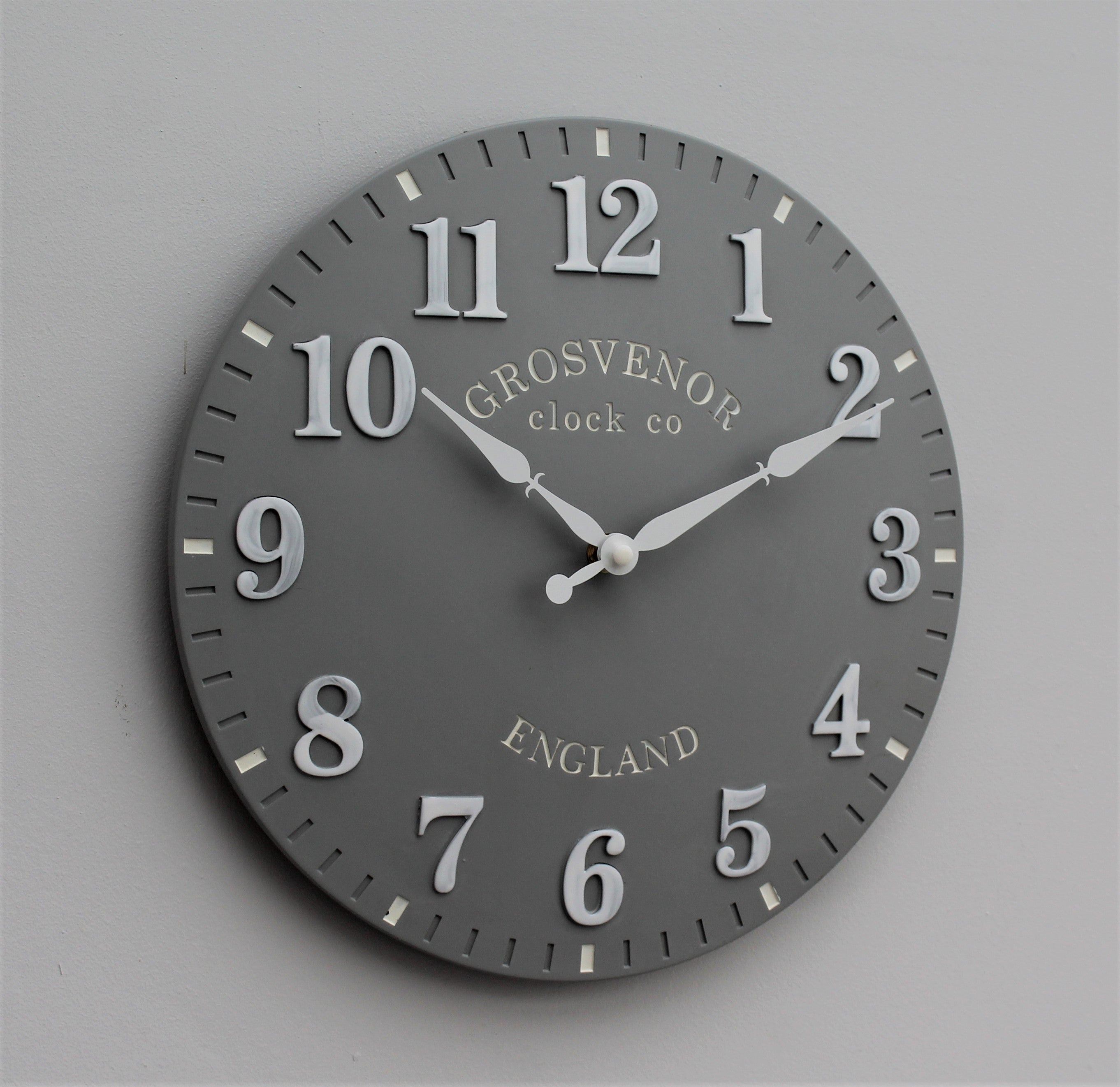 Hand Painted church clock Arabic 30cm Dark Grey