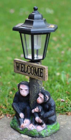 Solar Powered Chimpanzee Welcome Ornament