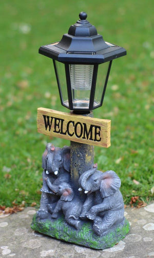 Solar Powered Elephant Welcome Ornament