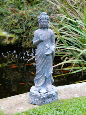 Solar Antique Copper Effect Tall Standing Buddha