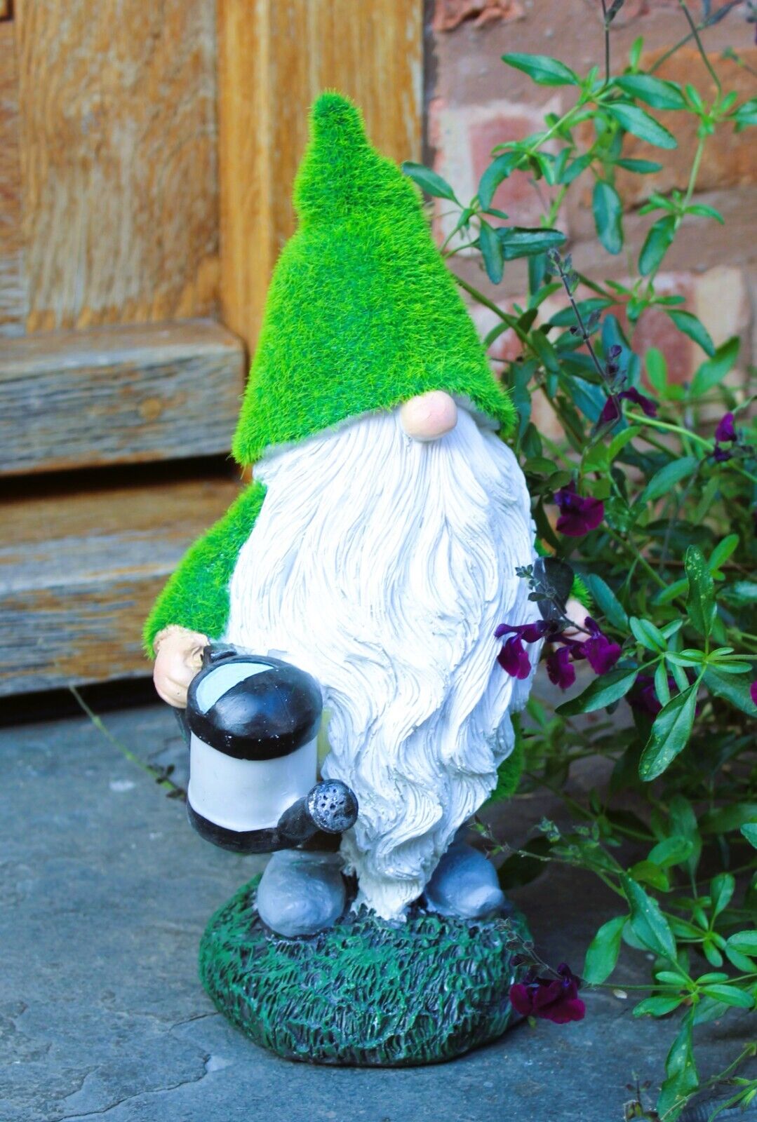 Solar Santa Garden Grass Ornament Gnome 32cm