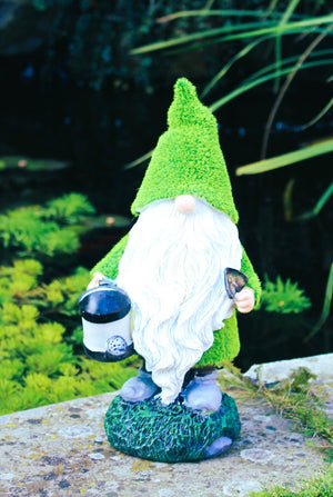 Solar Santa Garden Grass Ornament Gnome 32cm