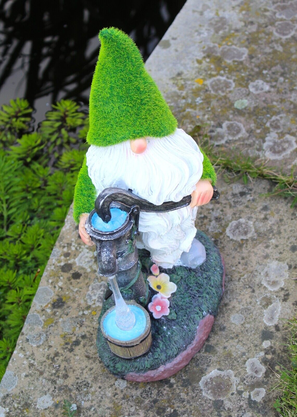 Solar Santa Garden Grass Gnome Ornament 30cm