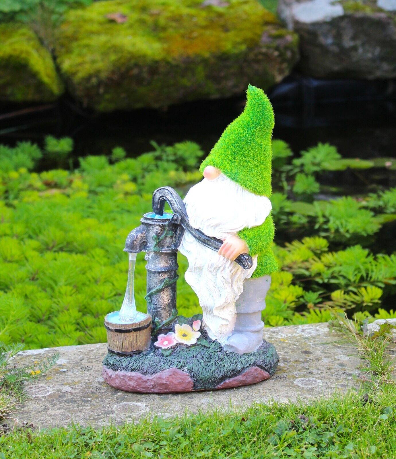 Solar Santa Garden Grass Gnome Ornament 30cm