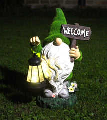 Solar Santa Garden Gnome Grass Welcome Ornament 35cm